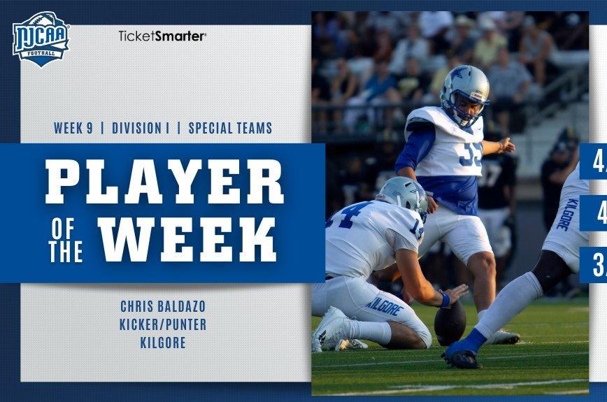 Kicker, punter Christopher Baldazo named NJCAA Special Teams Player of the Week